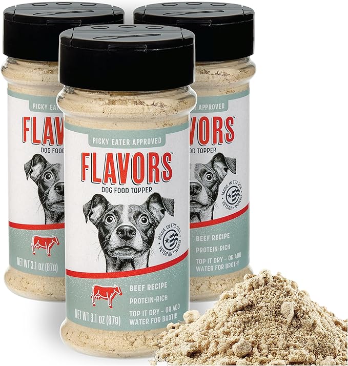 Flavors Dog Food Topper, Freeze-Dried, Grain-Free, (3 Pack), 3.1 oz - Beef Recipe