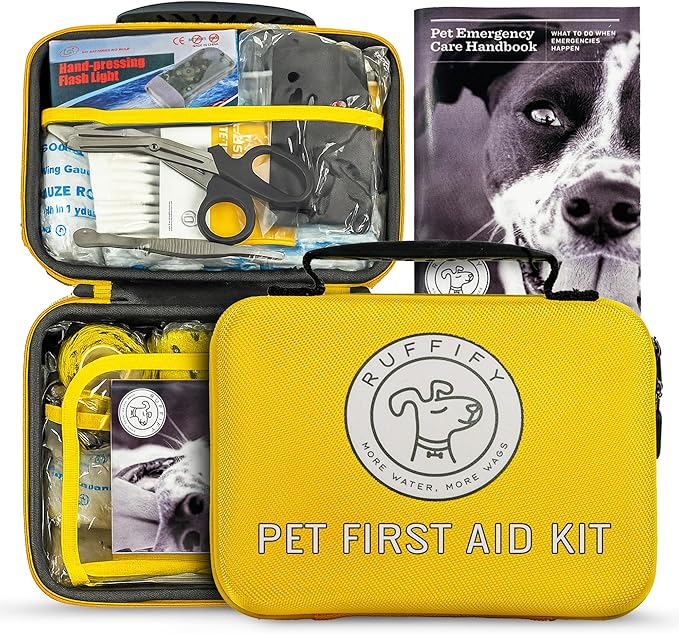 Dog First Aid Kit – Vet Approved, Essential Items Pet Emergency Kit Accessories for Car, Travel, Hunting, Hiking & Camping Gear with Mini Pouch for Home, Office & Outdoor Adventures