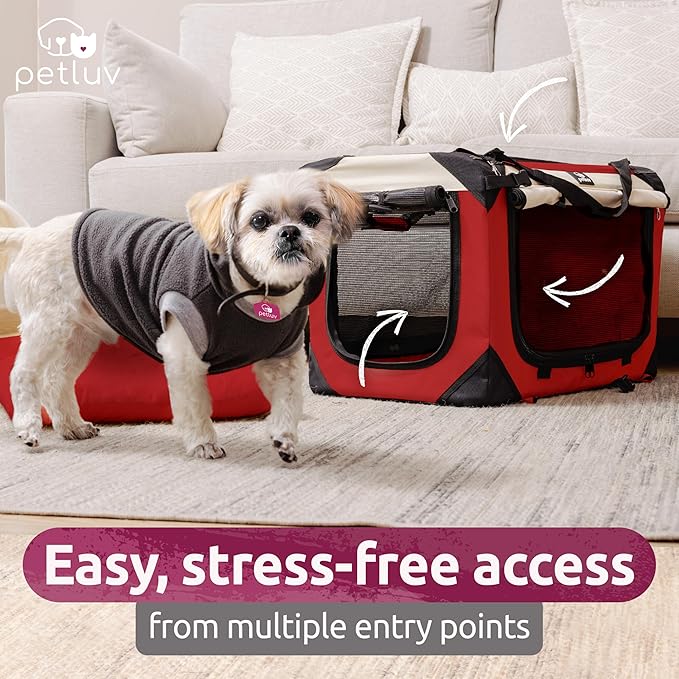 Cat & Dog Pet Carrier, Soft-Sided, Large 24"x16"x16", Fits Large Cat, 2 Cats, or Medium Dog Comfortably, Great for Travel & Vet Visits, Privacy Windows, Removable Bed, Locking Zippers, Foldable