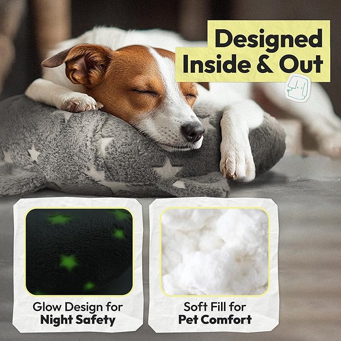 Dog Calming Pillow, Glow in The Dark Dog Put Head on, Soft Question Mark Pillows for Dogs, Kids, Adults, Washable Dog Bed Pillow, Cozy Dog Body Pillow Gifts (M Glow Gray)