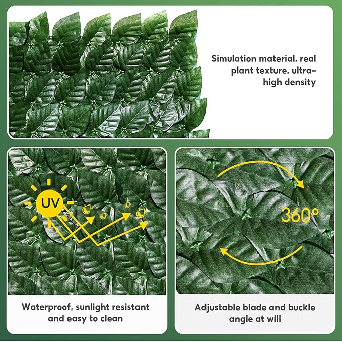 Artificial Ivy Privacy Fence Screen, 120x40 inch Faux Hedge Fence Panel Greenery Vines, Balcony Privacy Screen Decoration for Patio, Balcony, Wall, Backyard Indoor Outdoor