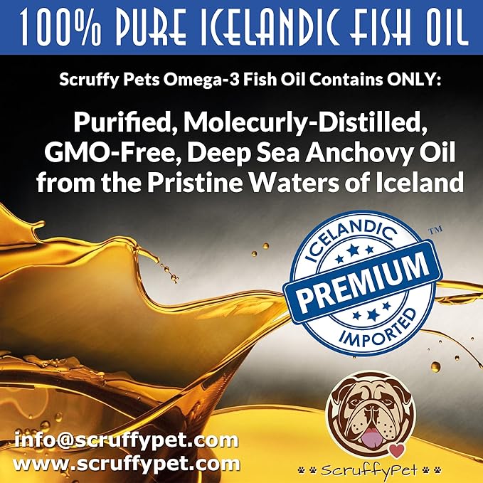 Pure Omega 3 Wild Fish Oil for Dogs with Vitamin E - Highest EPA & DHA Softgels Available (1000mg) 180ct