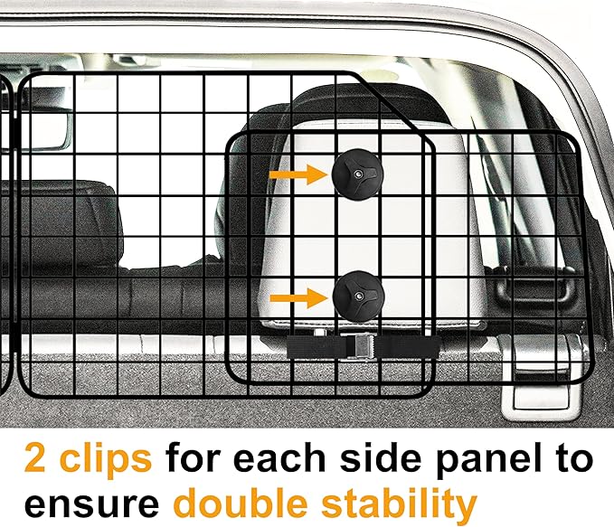 38-63.4 Inches Dog Car Barrier for SUVs, Van, Vehicles, Adjustable Large Pet Barriers, Universal Fit Heavy-Duty Wire Mesh Dog Guard, Foldable Divider Gate for Truck Cargo Area, Safety Car Divider