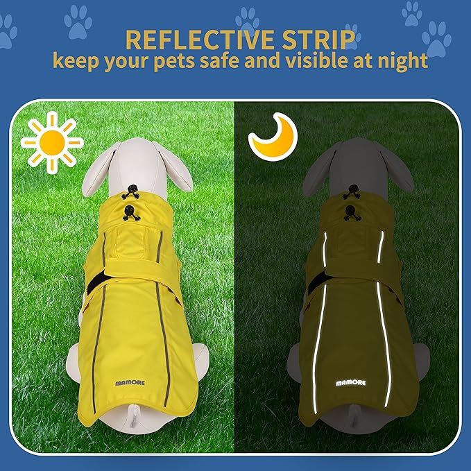 Waterproof Dog Raincoat with Reflective Strip, Adjustable Breathable Rain Coat Jacket with Leash Hole for Dogs (Pink, X-Small)