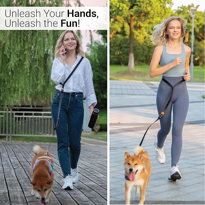 SVD.PET 4-in-1 Hands Free Dog Leash, Versatile Crossbody Dog Waist Leash with Easy Release Buckle, Adjustable Waist Fit for Walking, Jogging and Running Your Pet (Pink)