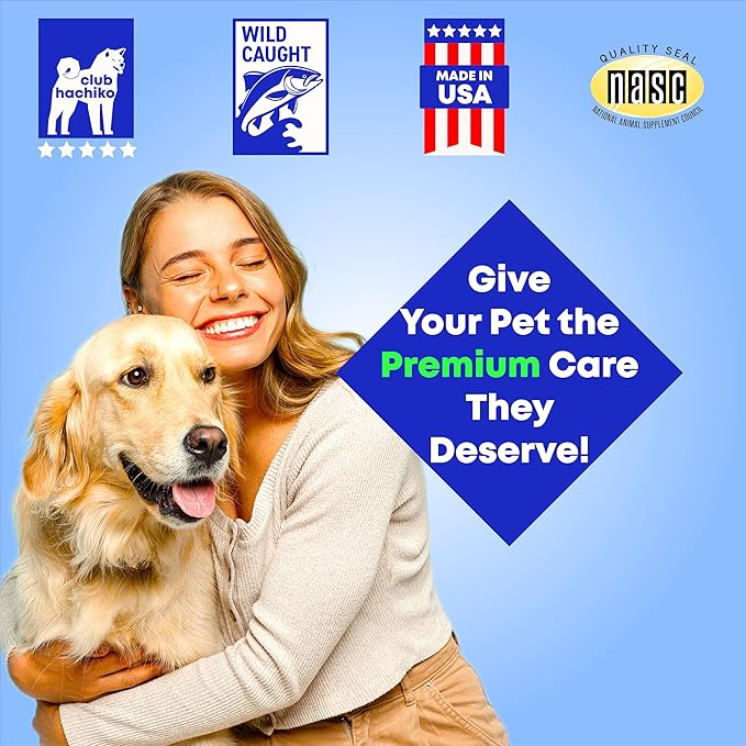Wild-Caught Alaskan Salmon & Pollock Oil for Dogs – Omega-3 for Itchy Skin, Shedding, Allergies & Joint Support – NASC Certified – 8oz Liquid Food Topper | Club Hachiko