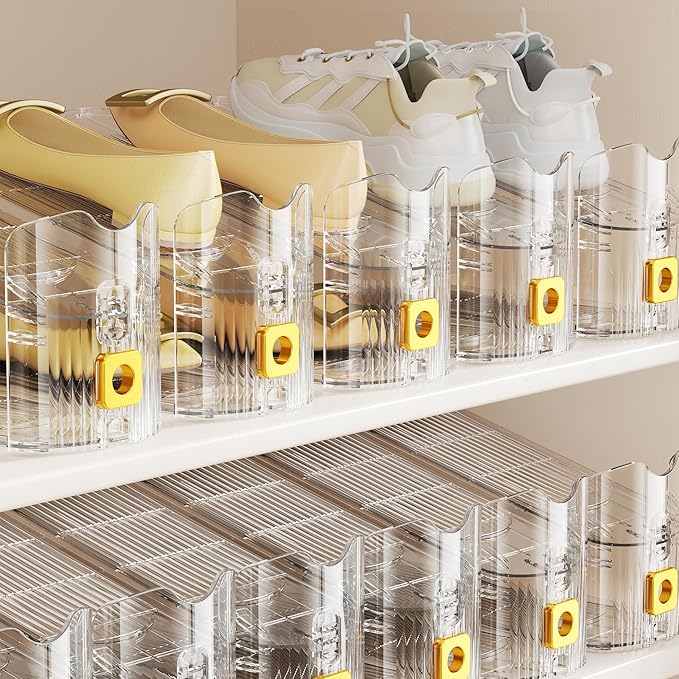 Shoe Slots Organizer for Closet, Shoe Stacker Organizer Double Layer Stack Shoe Rack, Shoe Display Shelf 50% Space Saver Storage Holder for Closet, 30 Pack