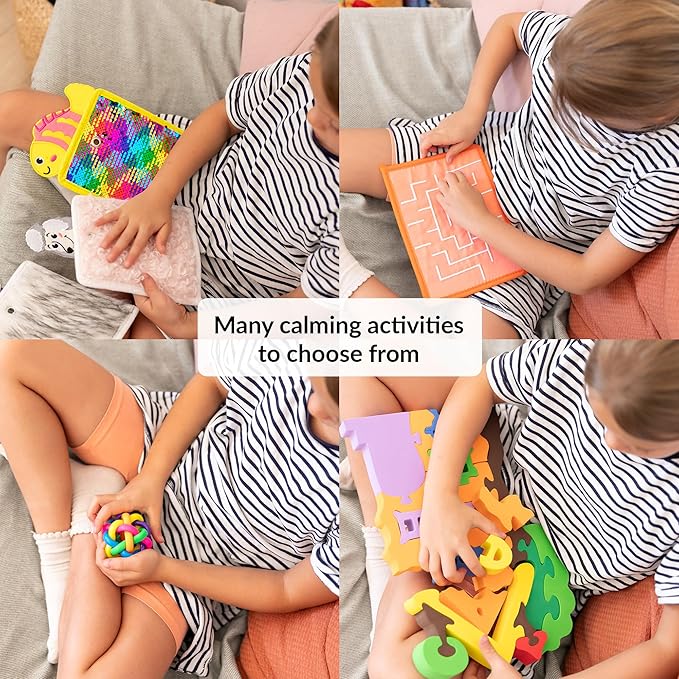 Calm Down Corner | Perfect for Classrooms | Sensory Calming Corner with Items for Kids | Education Calming Corner Kit with Posters, Solutions Wall, Sensory Toys, Fidget Tools | Special Education