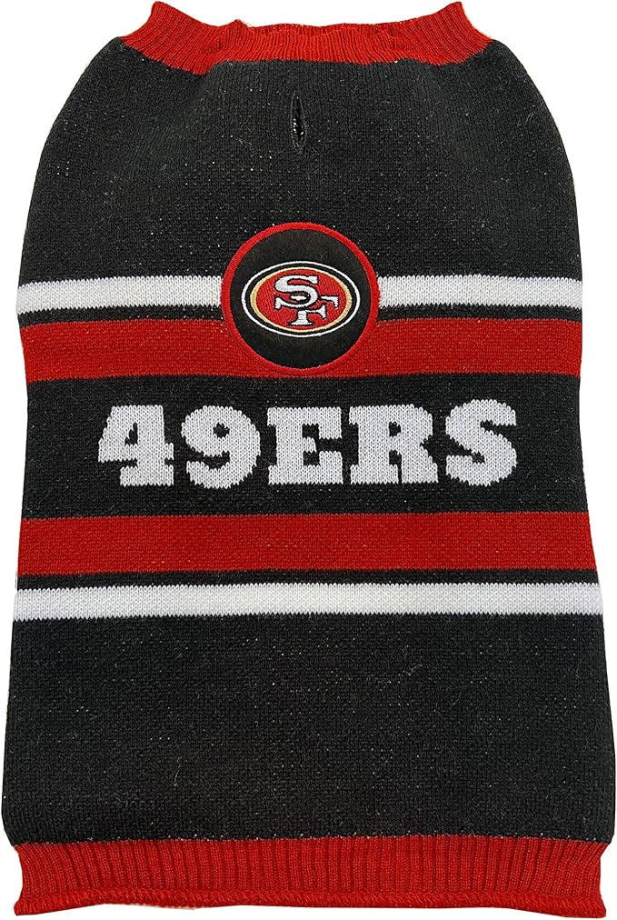 NFL San Francisco 49ers Dog Sweater, Size Extra Small. Warm and Cozy Knit Pet Sweater with NFL Team Logo, Best Puppy Sweater for Large and Small Dogs