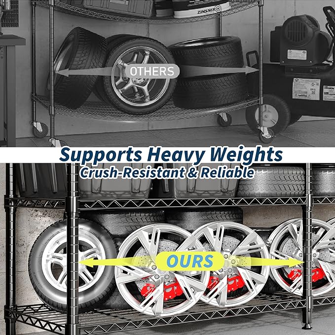 4 Tier Storage Shelving Unit Metal Shelves 70.8" W Wire Shelving, 59" H L-Shaped Pantry Shelves Kitchen Storage Shelves for Home Commercial Garage Heavy Duty, 70.8" W x 59.4" H x 15.7" D