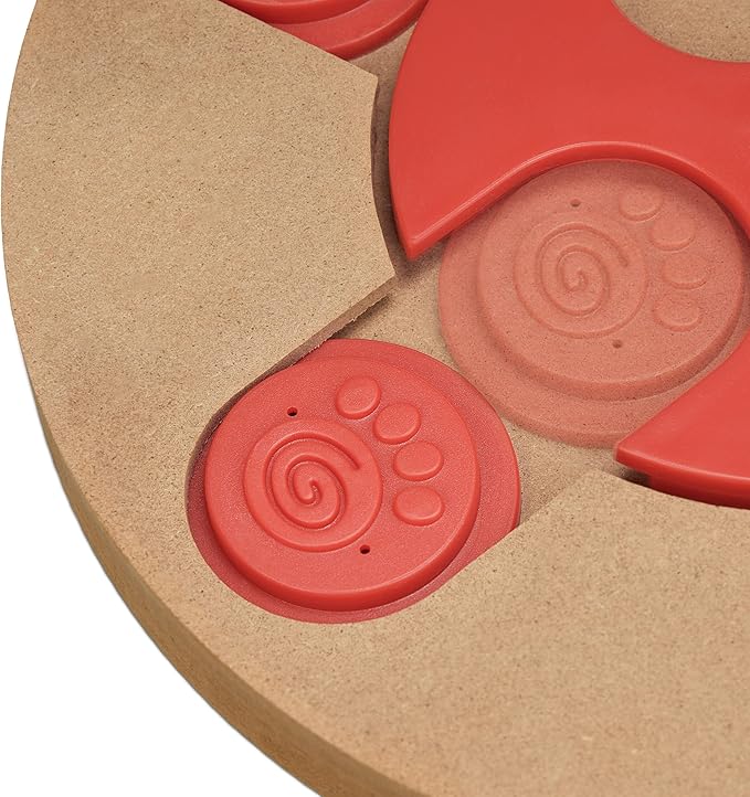Relaxdays Intelligence Toy for Dogs, Hide Treats, Interactive Dog Toy, Intelligence, MDF, Natural/Red