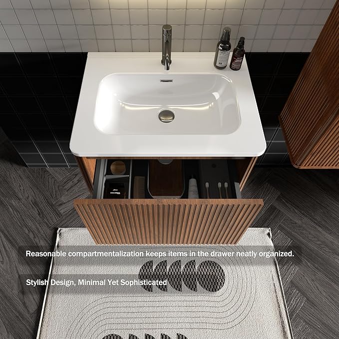 Bathroom Vanity with Sink,Large Storage Wall Mounted Floating Bathroom Vanity with Overflow for Modern Bathroom, One-Piece Sink Basin Minimalist Bathroom Sink Cabinet