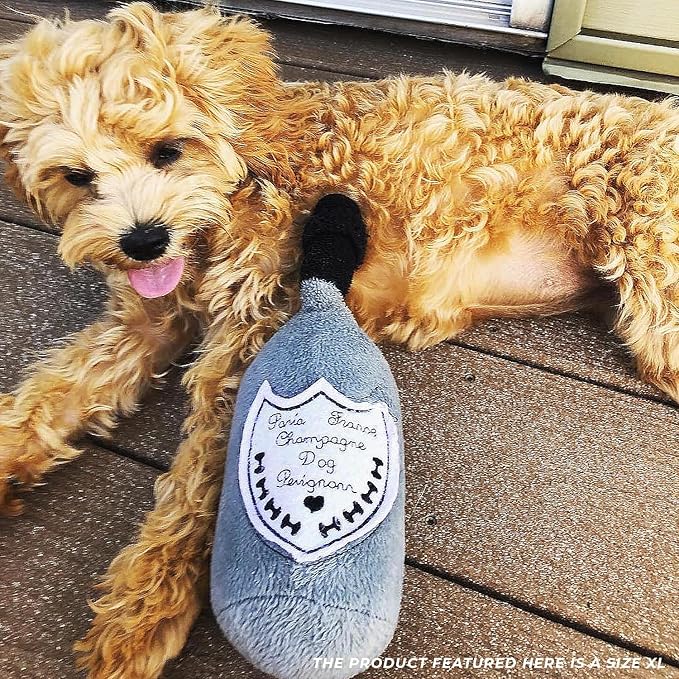 Haute Diggity Dog Champagne Dog Perignonn, Plush Designer Dog Toys with Interactive Squeaker, Stimulating Pet Enrichment, Machine-Washable & Safe Materials for All Breeds, Size XL