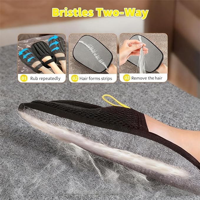 Pet Hair Removal Glove for Cats Dogs - 2PCS Extra Large Thickened Upgraded Five Finger Electrostatic Pet Hair Gloves Reusable Magic Brush Pet Hair Remover Tool for Laundry Couch Carpet Car Seat