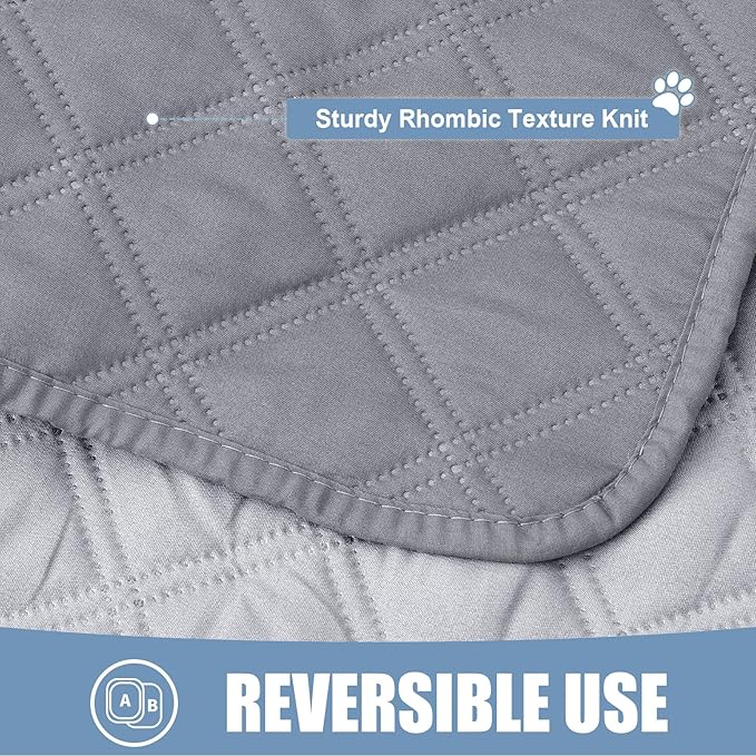 Smiry Waterproof Dog Bed Cover Pet Blanket, Soft Washable Dog Blanket for Furniture Bed Couch Sofa Reversible, Checkered (52"x82", Grey/Light Grey)