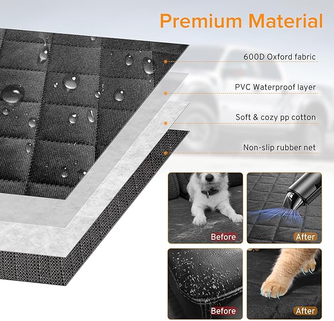 Dog Car Seat Cover for Back Seat Compatible with Jeep Gladiator Compass Wrangler Cherokee Renegade Accessories, Waterproof Non-Slip Pet Bench Backseat Covers 2026 New