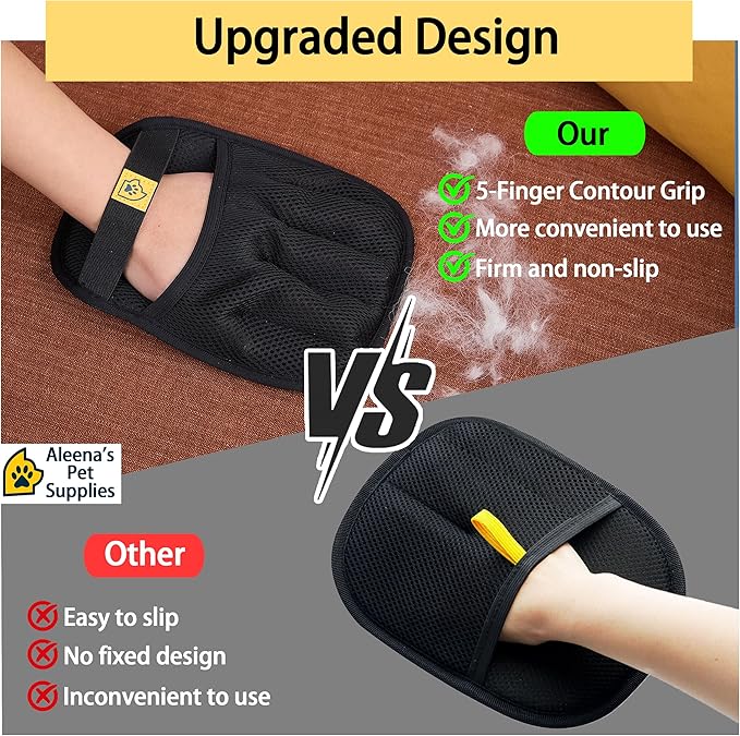 Upgraded | Pet Hair Removal Glove (Black, 1 Pc) – Reusable 5-Finger Electrostatic Fur Remover for Cats & Dogs – Washable Dog Hair Remover Glove for Car, Couch & Clothes – Pet Hair Remover