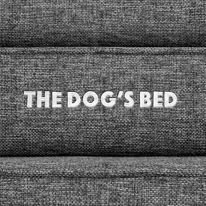 The Dog’s Bed, Large Grey Linen, Memory Foam, Pain Relief: Arthritis, Hip & Elbow Dysplasia, Post Surgery, Lameness, Supportive, Calming, Waterproof Washable Cover