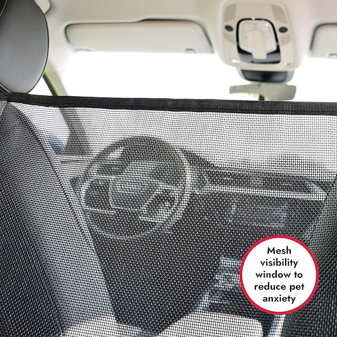 KONG Dog Car Seat Cover & Hammock 2-in-1 for Cars & SUV’s - Seat Protector Against Pet Fur & Dirt - Waterproof & Non-Slip with Mesh Visibility Window