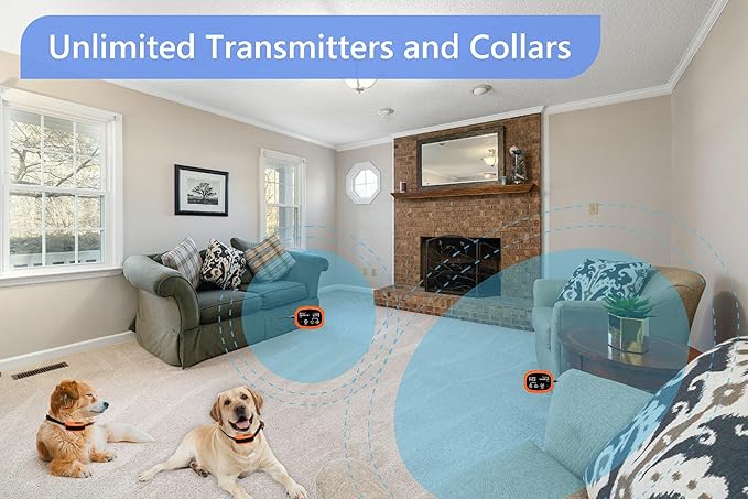 Indoor Pet Barrier for Dogs,Wireless Indoor Electric Fence,Pet Gate, Keeps Areas Off Limits,Dog Fence Waterproof/Rechargeable Training Collar (2 Dogs System)