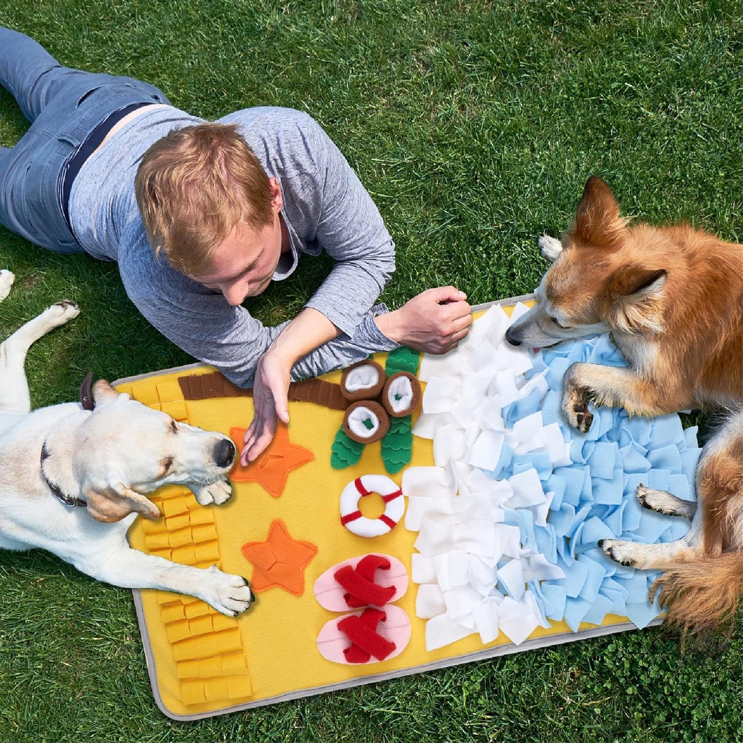 Dog Snuffle Mat — Ocean Beach Foraging Design, 30×18”, All Breeds