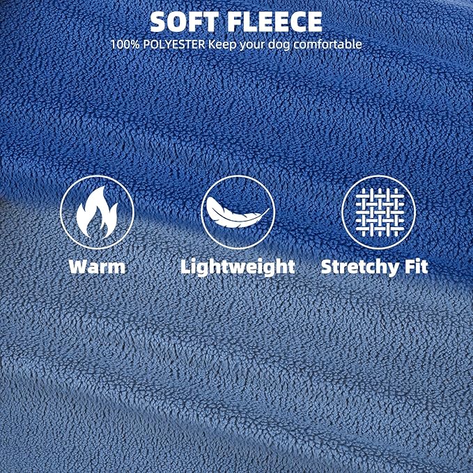 PUPTECK 3 Pack Fleece Dog Sweaters Winter Coat for Small Dogs, Pullover Jacket Pet Cat Fall Clothes Puppy Sweatshirt Soft Warm Vest for XS S Medium Dogs, Navy&Blue&Light Blue, M