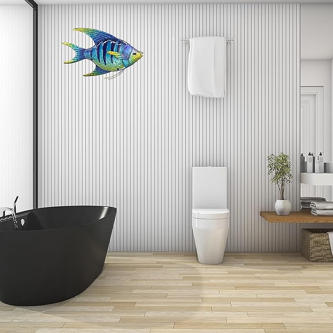 JOYBee 16.25Inch Large Metal Fish Wall Art Décor -Christmas Decorations-Perfect for Coastal，Nautical，Beach Or Boat-Decorations for Indoor Outdoor Kitchen Bathroom Patio Pool or Porch(Blue)