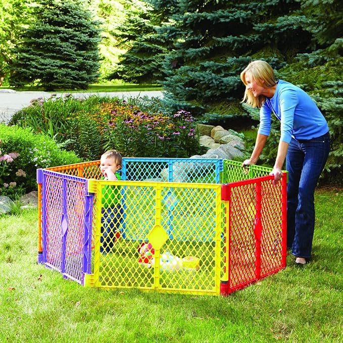 Toddleroo by North States - Superyard Colorplay Baby Play Yard: Freestanding 6-Panel Baby Playpen - Indoor or Outdoor Use - Made in USA - Encloses Up to 18.5 Square Feet - 26 Inches Tall - Colorplay