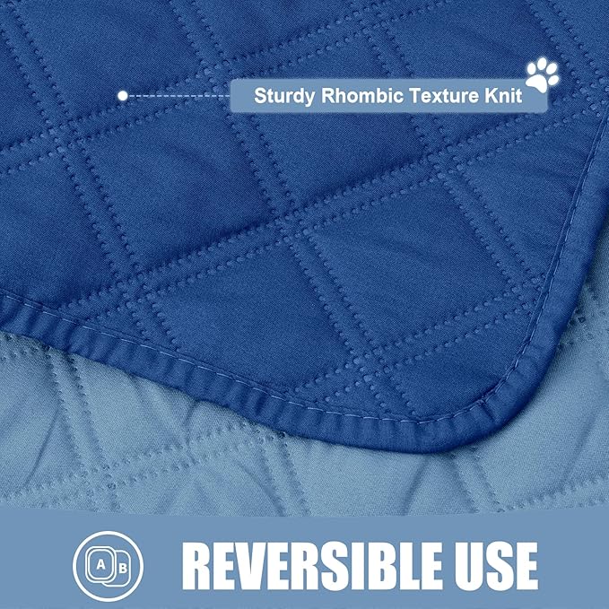Smiry Waterproof Dog Bed Cover Pet Blanket, Soft Washable Dog Blanket for Furniture Bed Couch Sofa Reversible, Checkered (82"x120", Navy/Blue)
