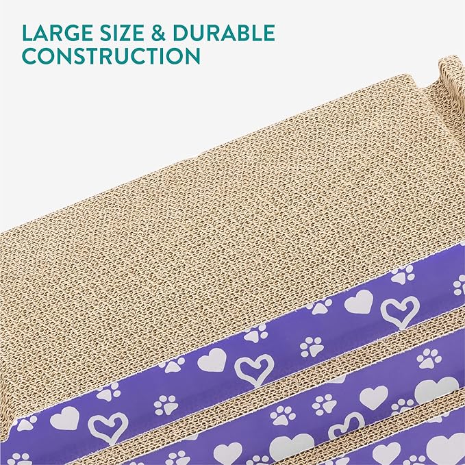 Navaris 3-in-1 Cat Scratcher - Triangle Design Cardboard Cat Scratchers - Easy Assembly Board House for Cats - Large Multi-Sided Scratch Pad, Mat Bed - 44.5cm