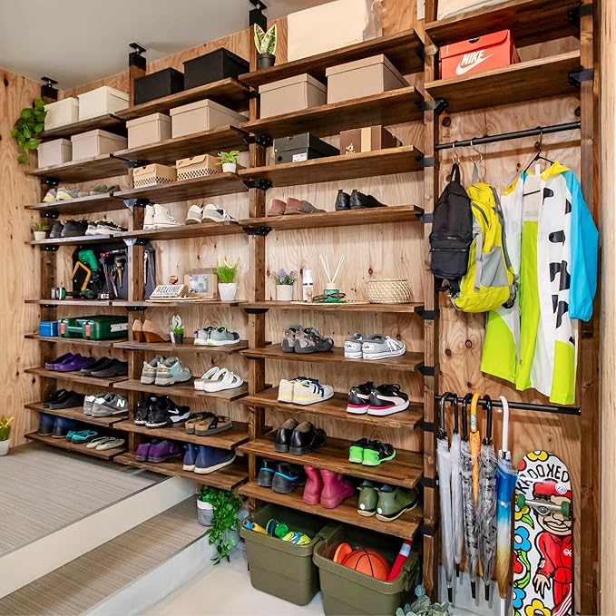 2 x 4 Brackets to Build Vertical Storage, DIY Wall Shelves and Decorative Posts | No Tool Assembly of a Sturdy Floor to Ceiling Wood Post | No Wall Damage – Great for Rental Properties and Apartments