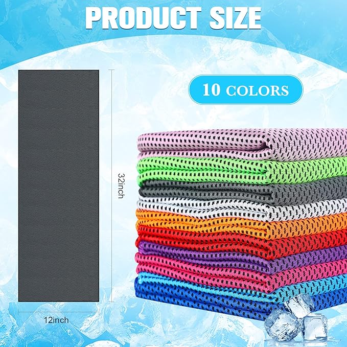 Maitys 200 Pcs Cooling Towel 32 x 12 Inch Microfiber Ice Towel for Neck and Face, Chilly Sweat Rag for Hot Weather Athletes, Gym, Yoga, Workout