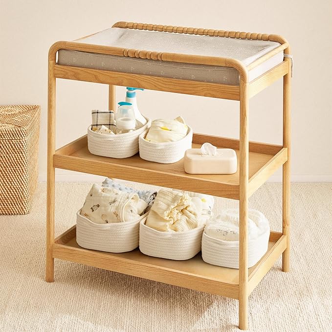 Storage Basket Set – 5-Piece Baskets for Organizing Home, Shelves, Nursery, Bathroom, Dog Toys, Small to Large Decorative Baskets – Off White