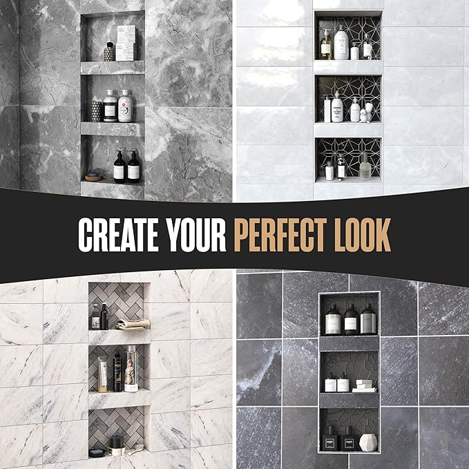 Houseables Shower Niche, Shower Niche Insert Tile Ready, Recessed Bathroom Storage, 12x20 + 12x10, in Wall Shelf, Cubby Inserts, Recessed Shampoo Caddy, Inset Shelves, Built in Nook, Soap Box, Prefab