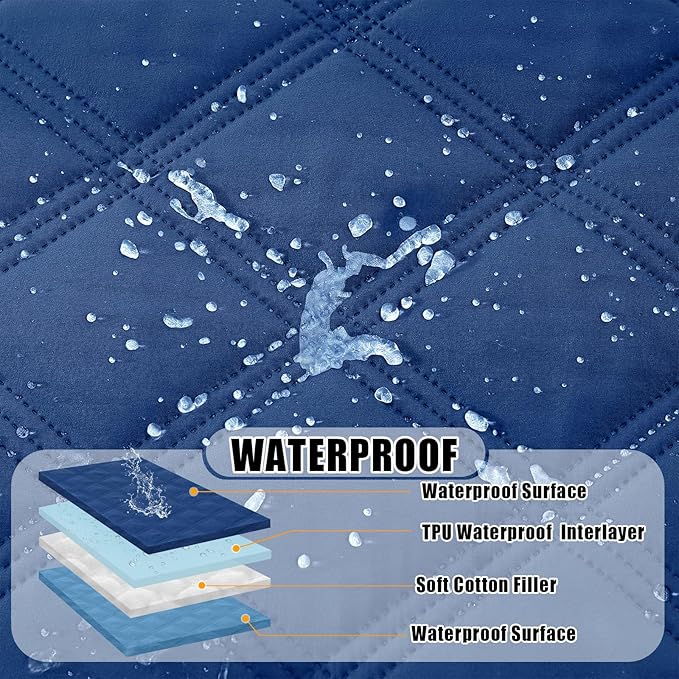 Smiry Waterproof Dog Bed Cover Blanket 52x82, Soft Reversible Pet Blanket, Washable Leakproof Cats Dogs Couch Cover for Sofa, Couch, Furniture, Lattice, Navy/Blue