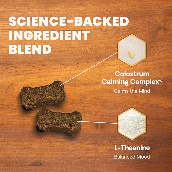 VetriScience Clinically Tested Composure Calm & Confident Chews - Supplement for Dogs with Anxiety, Stress & Fear with L-Theanine for Thunderstorms, Fireworks or Travel, Peanut Butter, 120 Count