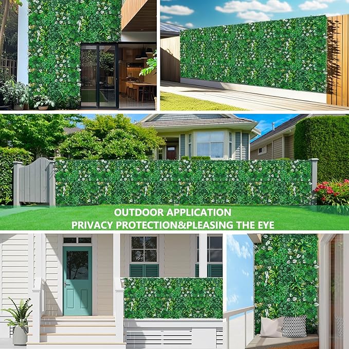 Artificial Hedge Grass Wall, Boxwood Panels 20"x20"(12pcs), Greenery Wall Backdrop, UV Protected Privacy Fence Screen, Green Wall Decor for Outdoor Indoor Wedding Décor