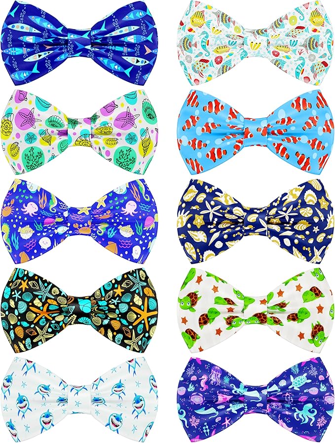 PET SHOW 10 Pack Summer Small Dog Bow Ties Sliding Collar Attachments Puppy Cats Ocean Animals Bowties for Medium Dogs Sea Bowknots Party Holiday Pet Grooming Accessories(Small)