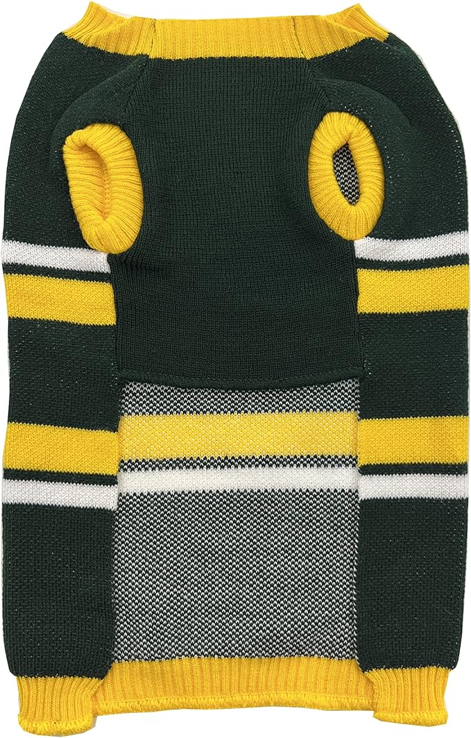NFL Green Bay Packers Dog Sweater, Size Large. Warm and Cozy Knit Pet Sweater with NFL Team Logo, Best Puppy Sweater for Large and Small Dogs