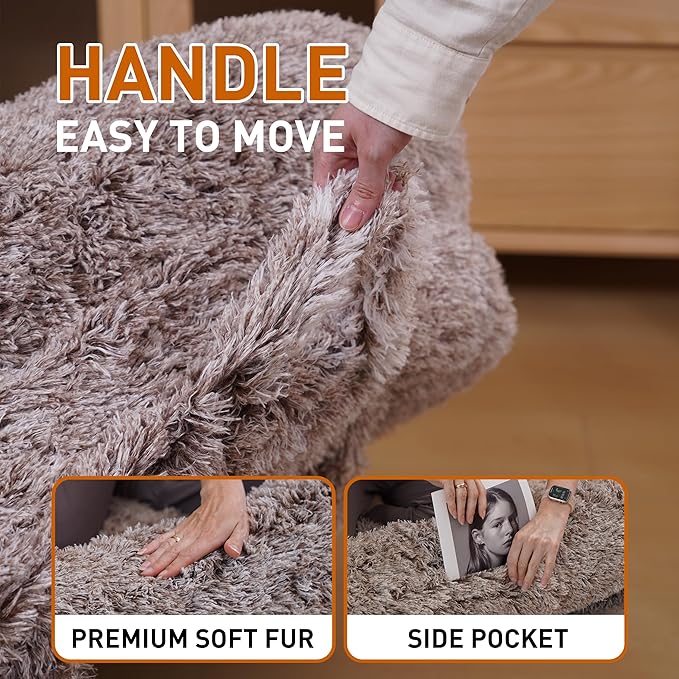 Human Dog Bed, 74.8''x47.2''x13.7'' Size Fits Adult and Pet Washable Giant People Dog Bed, Brown