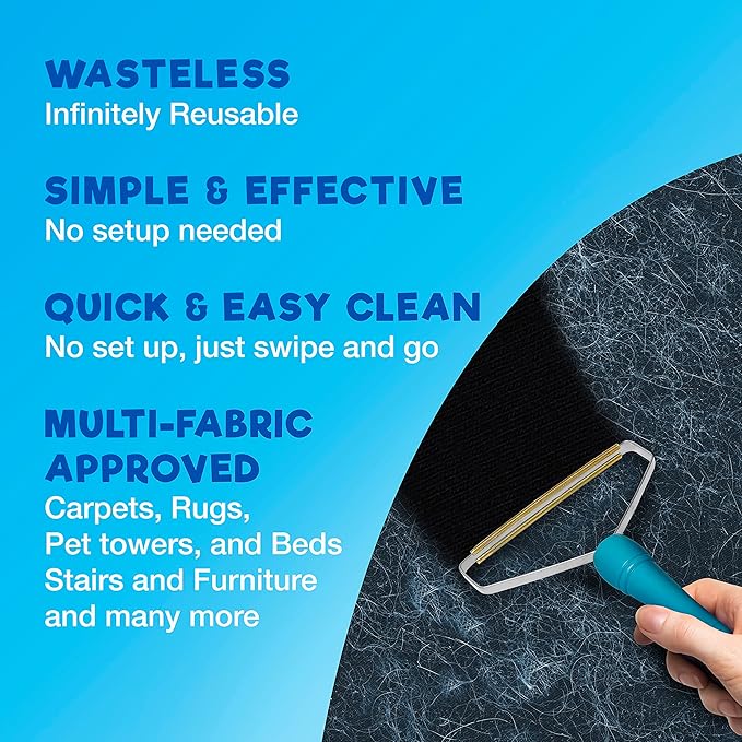 Pet Hair Remover, Portable Pet Hair Remover, Reusable Pet Cat and Dog Hair Remover, Cat and Dog Hair Remover for Couch, Carpet, Rugs, Pet Tower & More - Gets Every Hair!
