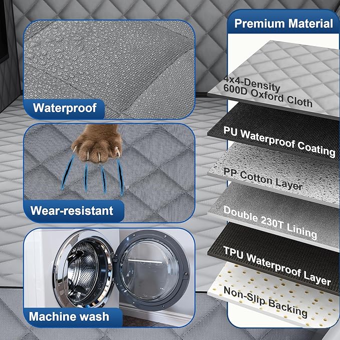 Dog Car Seat Cover for Back Seat - Waterproof Pet Hammock with Embedded Insert Door Protectors (Large for Full-Size Trucks, Large SUvs)