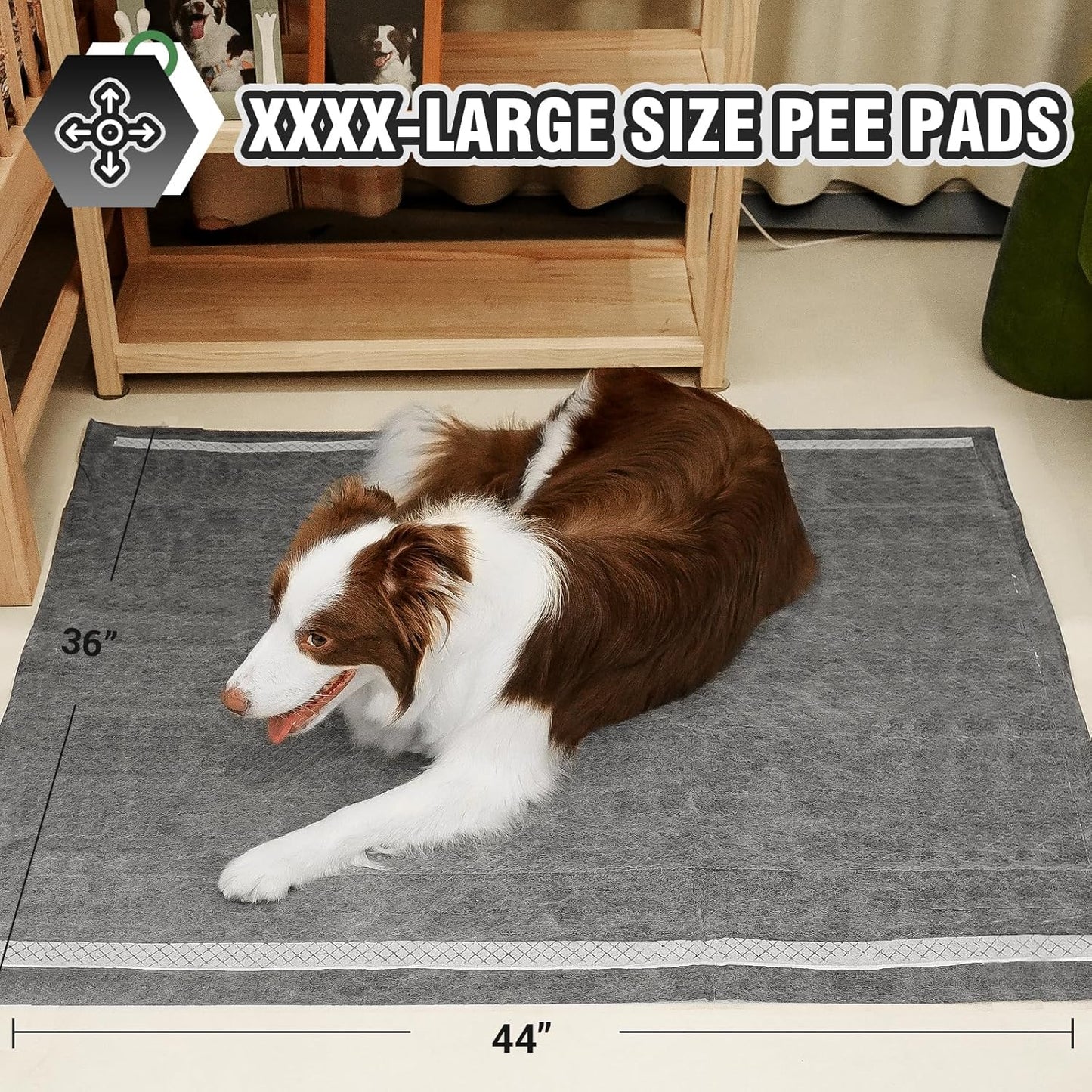 XXL Puppy Training Pads 36"x44" – 30 Count, Jumbo Size with Odor Control & Adhesive Strip