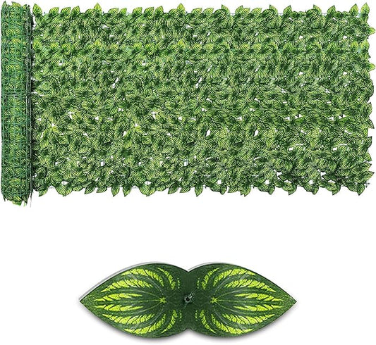 Artificial Ivy Privacy Fence Screen,40"x40" UV-Anti Fake Leaves Plant Vine,Privacy Hedges Wall for Indoor Outdoor Garden Backyard Decor,Color Watermelon Leaves