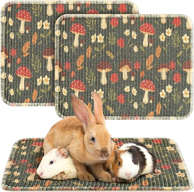 2 Pcs 16 x 12''Rabbit Scratch Mat Natural Bunny Scratching Pad Claws and Teeth Care Rabbit Mats for Cages Chew Toys Bunny Pet Cage Bedding for Biting Sleeping Nesting