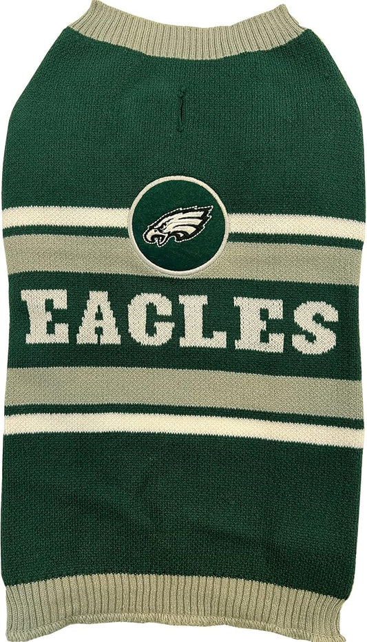 NFL Philadelphia Eagles Dog Sweater, Size Medium. Warm and Cozy Knit Pet Sweater with NFL Team Logo, Best Puppy Sweater for Large and Small Dogs