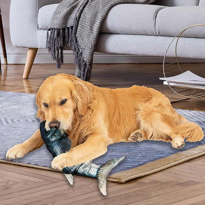 Flopping Fish Electric Dog Toy - Realistic Moving Rocking Interactive Pet Toy for Small Medium Dogs, Chew Toy for Dog Exercise & Boredom Relief
