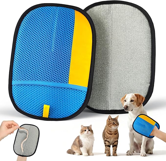 Thickened Ectrostatic Pet Hair Removal Glove, Magic Brush Pet Hair Remover Tool for Cat & Dog, Upgraded Reusable Pet Hair Gloves for Couch, Clothing, Carpet & Car Seat, Cat Grooming Gloves