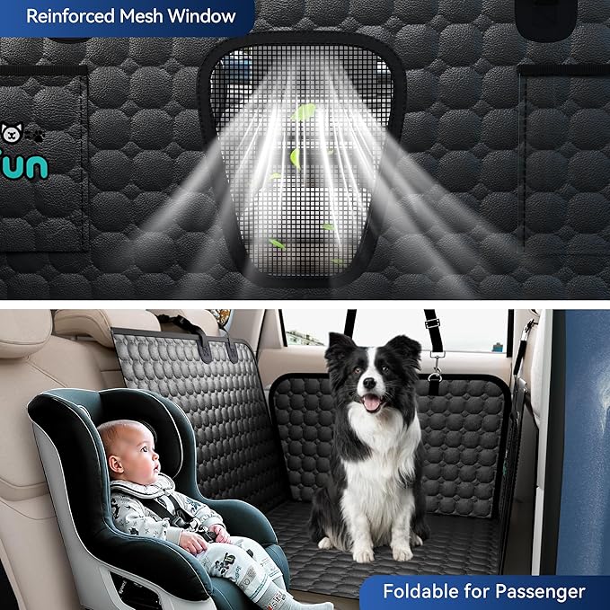 Back Seat Extender for Dogs, PU Leather Waterproof Dog Car Seat Cover for Back Seat with Hard Bottom Holds 400LBs, 2025 Upgraded Sturdy Dog Hammock for Cars/Trucks/SUVs, Anti-Scratch, Easy to Clean