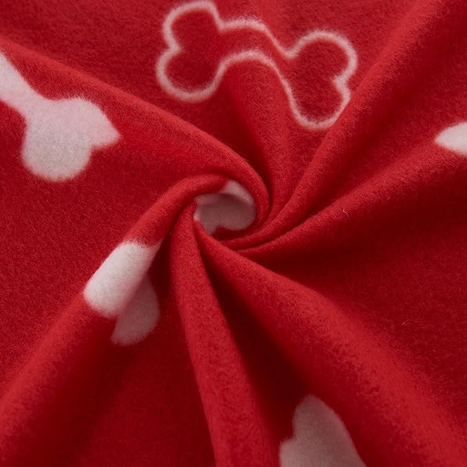 CAI TENG Pet Blanket Dog Blanket Cute Cat Fleece Blankets with Bone and Paw Print Soft Blanket for Kitten Puppy and Other Animals (Pack of 3, 47 x 47 in, Red, Black, Pink)